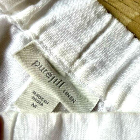 J. Jill love linen white linen flat front Elastic Waist Rilled Cuff Hem medium - Picture 9 of 9
